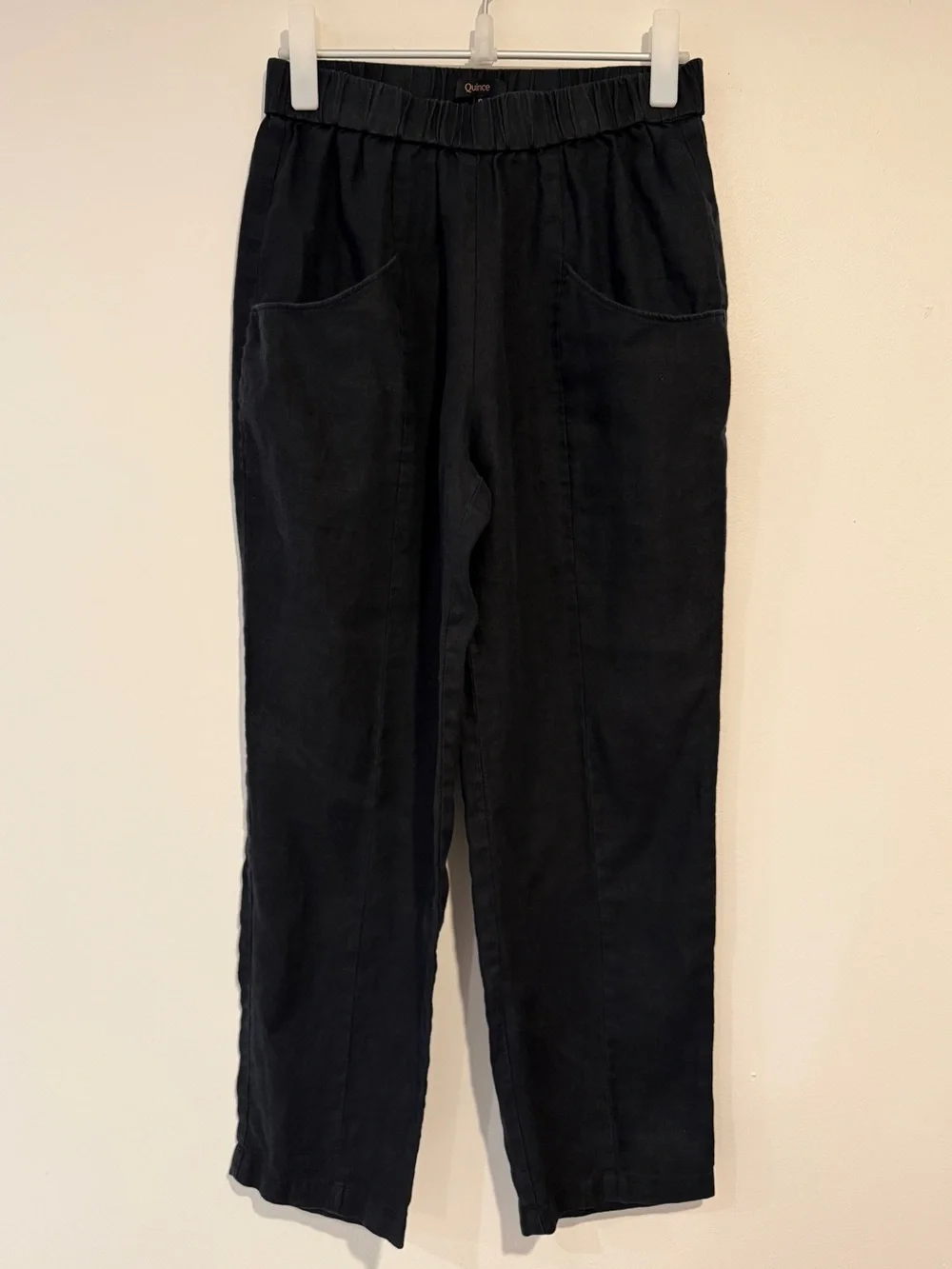 Quince European Linen Tapered Ankle Pant - Size Small - Black
